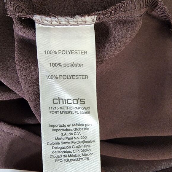 Chico's Womens Top Size 1 Medium Brown Asymmetrical Hem Grommet Cold Shoulder - Picture 11 of 14